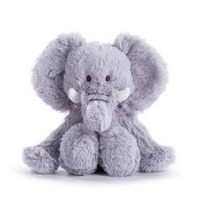 A small plush purple elephant displayed sitting.