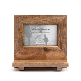 A 4x6 natural wood frame with a shelf built in front.