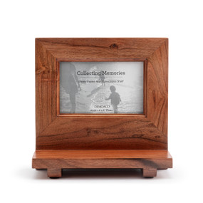 A 4x6 stained wood frame with a shelf built in front.