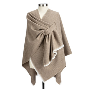 A brown heather wrap with a keyhole on the left side.
