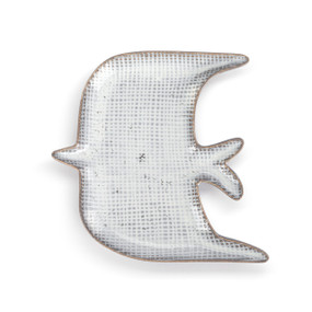 A light blue textured small dish shaped like a dove.