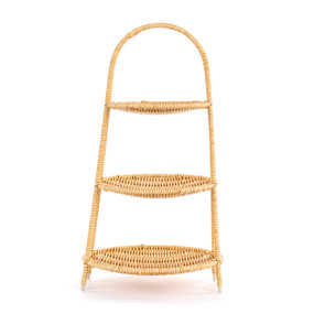 A light small three tier shallow woven basket.