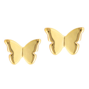 A set of plain gold butterfly post back earrings.