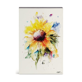 A watercolor wall art of a yellow sunflower.