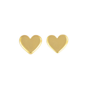 A set of gold heart shaped post back earrings. The earrings are waterproof.