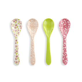 Pink Tones Bamboo Melamine Spoons Set of 4