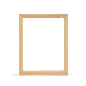 Front facing view of an open wall frame made of birch wood.