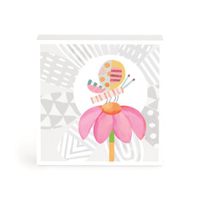 Butterfly and Pink Flower Wall Art - 4in