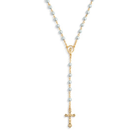 Mid Blue Rosary + Pouch - 18in