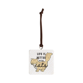 Yellow Cat Ornament - Bone