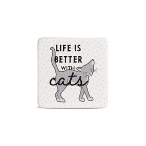 Gray Cat Magnet - Bone