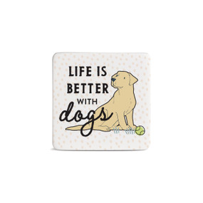 Yellow Labrador Dog Magnet - Bone