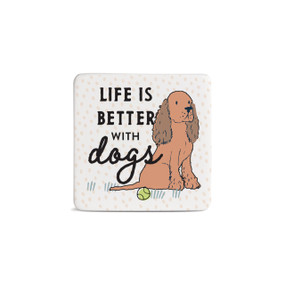 Spaniel Dog Magnet - Bone