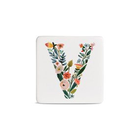 V Monogram Magnet - Bone