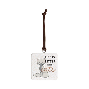 White Cat Ornament - Bone