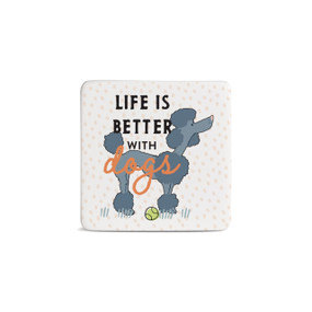 Poodle Dog Magnet - Bone