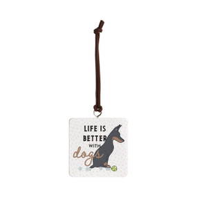 Dobermann Dog Ornament - Bone