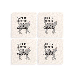 Gray Cat Coasters - Set of 4