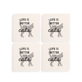 Gray Cat Coasters - Set of 4