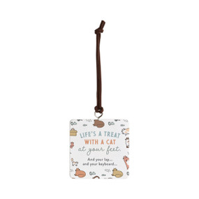 Life's a Treat Cat Ornament - Bone