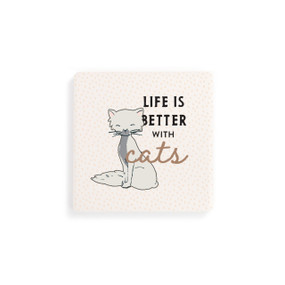 White Cat Coasters - Set of 4