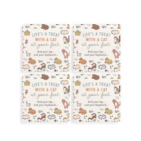 Life's a Treat Cat Coasters - Set of 4
