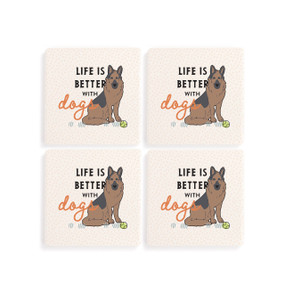 German Shepherd Dog Coasters - Set of 4