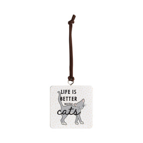 Gray Cat Ornament - Bone