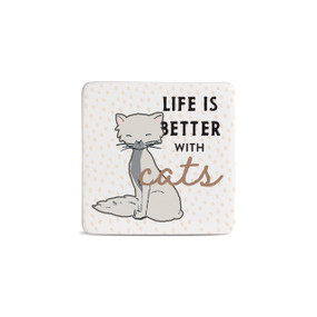 White Cat Magnet - Bone