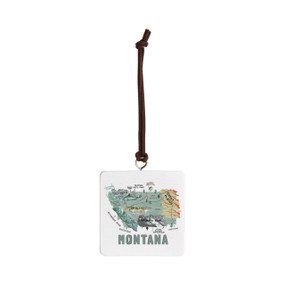 Montana State Ornament - Bone