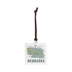 Nebraska State Ornament - Bone