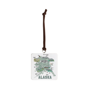Alaska State Ornament - Bone