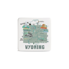 Wyoming State Magnet - Bone