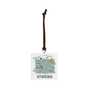Wyoming State Ornament - Bone