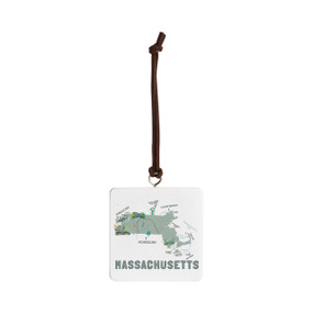 Massachusetts State Ornament - Bone