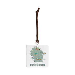 Wisconsin State Ornament - Bone