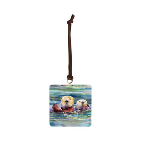 Otter Pair Ornament - Bone