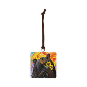 Sunflower Bear Ornament - Bone