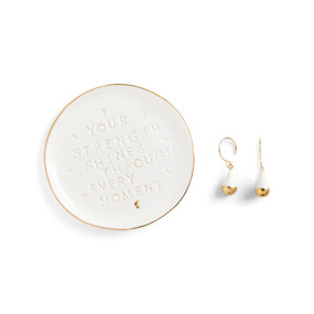 Strength Shines Earrings + Trinket Dish - Earrings 10mm, Dish 3.87in