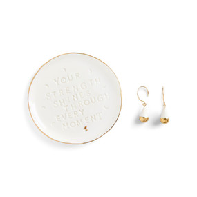 Strength Shines Earrings + Trinket Dish - Earrings 10mm, Dish 3.87in