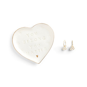 You Belong Earrings + Trinket Dish - Earrings 13mm, Dish 3.75in