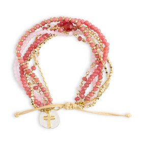 Blush Pink Beaded Prayer Bracelet - 7in
