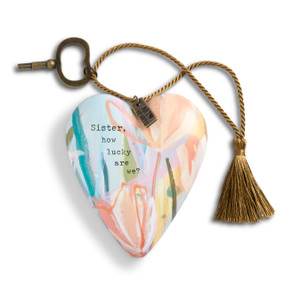 Sister How Lucky Light Blue Recordable Art Heart 3.5" x 3.5" by Elisabeth Hays