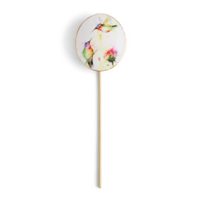Stopping By White and Gold Hummingbird Floral Pick 12" by Dean Crouser