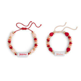 Set of 2 Girl Mama & Mini Pink Bracelets Small Adjustable 3" to 5", Large Adjustable 3" to 6" by Ampersand Design Studio