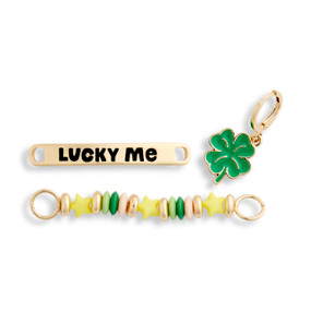 Set of 3 Lucky Clover Gold and Green Shoe Charms Long 2.5", Short 1.5" by Ampersand Design Studio