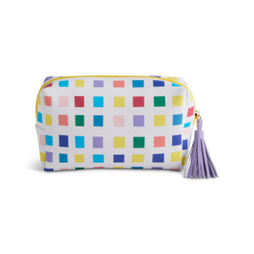 Playful Check Multi Color Quilted Zip Pouch 7" x 2.5" x 4.5" by Ampersand Design Studio