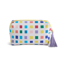 Playful Check Multi Color Quilted Zip Pouch 7" x 2.5" x 4.5" by Ampersand Design Studio