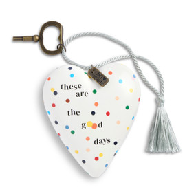 These Are the Good Days White Recordable Art Heart 3.5" x 3.5" by Ampersand Design Studio
