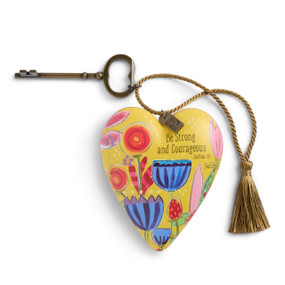 Stong and Courageous Yellow Art Heart 3.5" x 3.5" by Jennifer Heynen